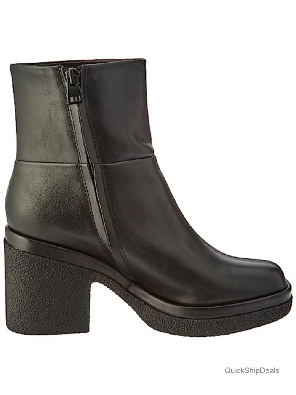 Women's Square Toe Platform Ankle Boots Faux Leather with Memory Foam Insole